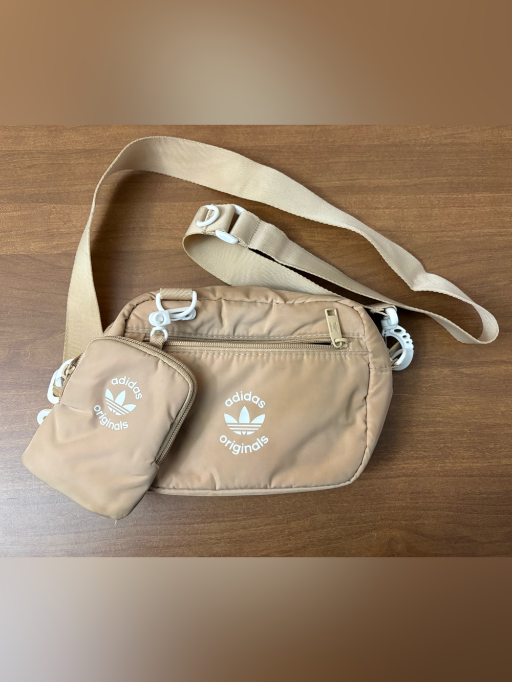 Adidas Originals Beige Crossbody Bag with Detachable Pouch